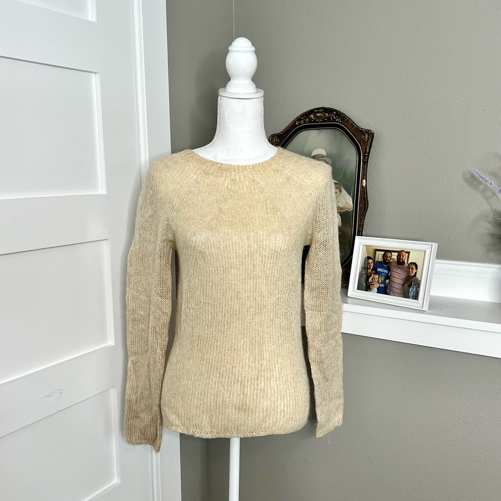 Vintage Entracte Paris fine knit sweater too long sleeve Mohair stretch casual 1